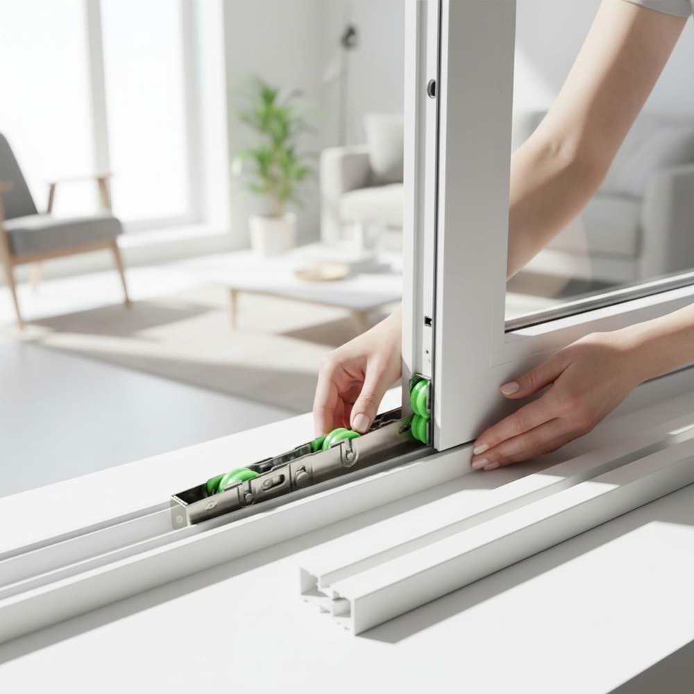 Pvc Pimapen Kapı Pencere Altı Sürme Sürgü Ray MakaraTekeri Polyamid
