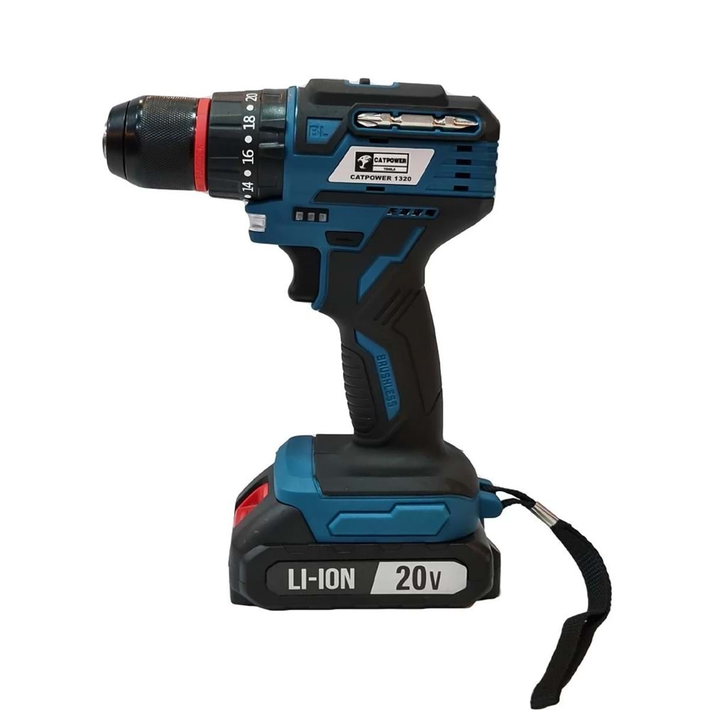 Catpower 1320 Akülü Şarjlı Vidalama Darbeli Matkap Kömürsüz 20V 2.0Ah