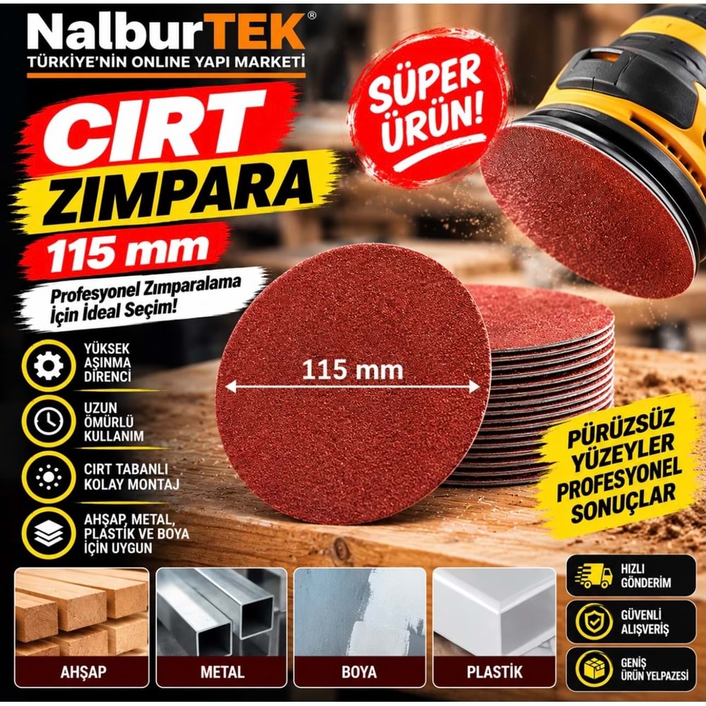 Cırt Zımpara 115mm 80 Kum