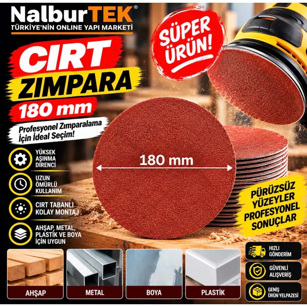 Cırt Zımpara 180mm 80 Kum