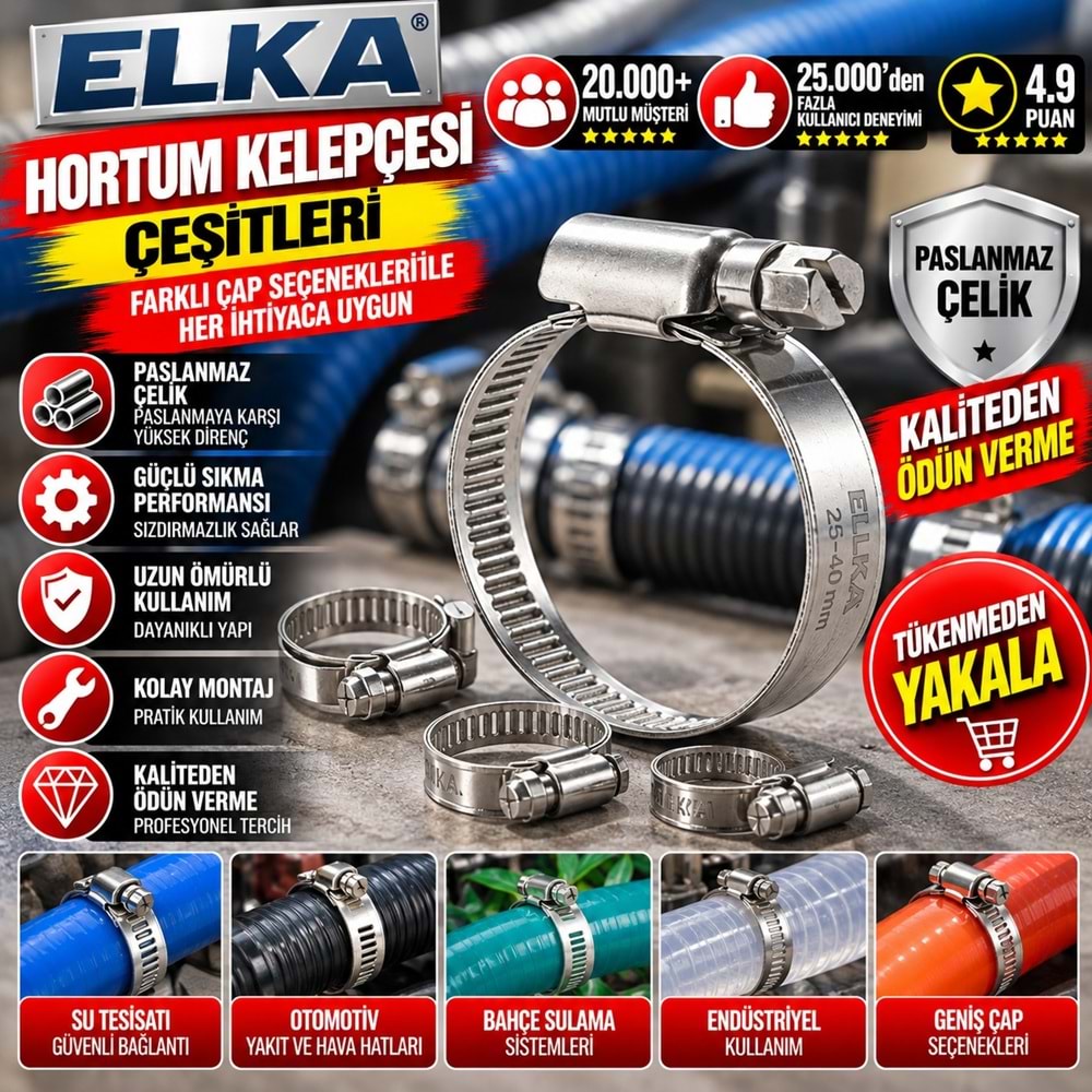 Elka Hortum Kelepçesi 32x50 mm