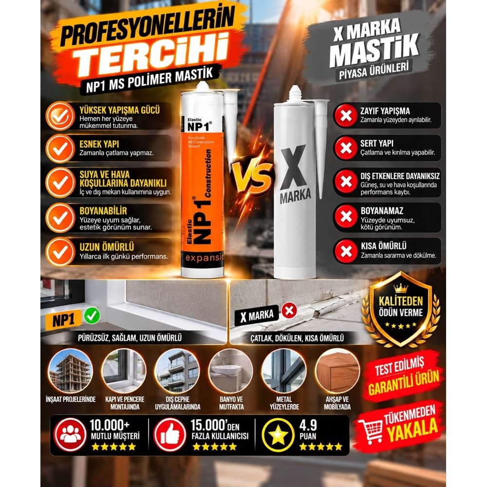 NP1 Ms Polimer Mastik 290ml Siyah