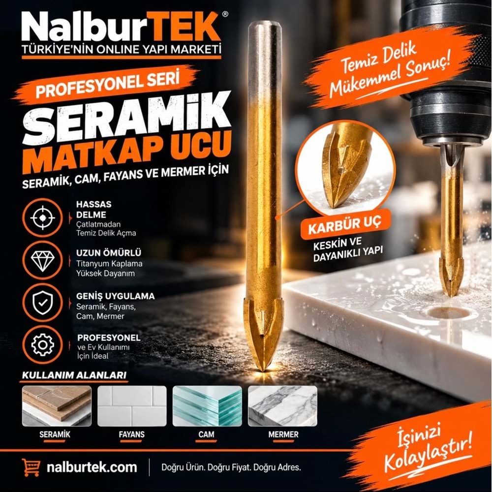 Cam Seramik Fayans Delme Matkap Ucu 9mm