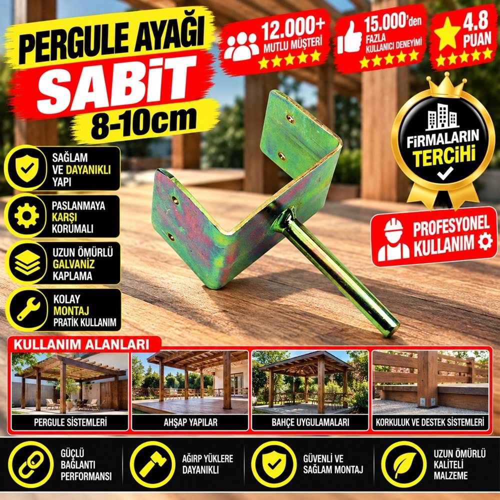 Pergule Ayağı Sabit 8 cm