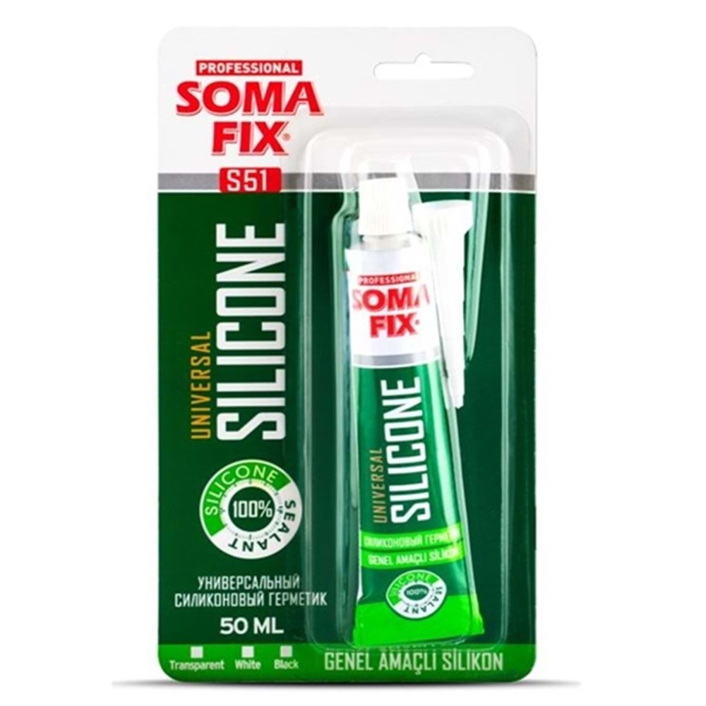 Somafix Üniversal Tüp Silikon Şeffaf 50ml