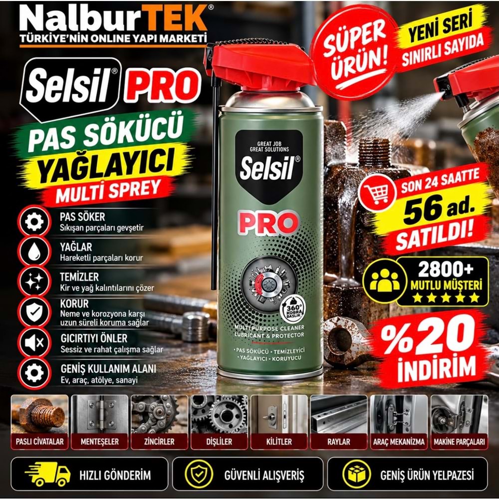 Selsil Pro Pas Sökücü Yağlayıcı Multi Sprey Kobra Başlık 400ml
