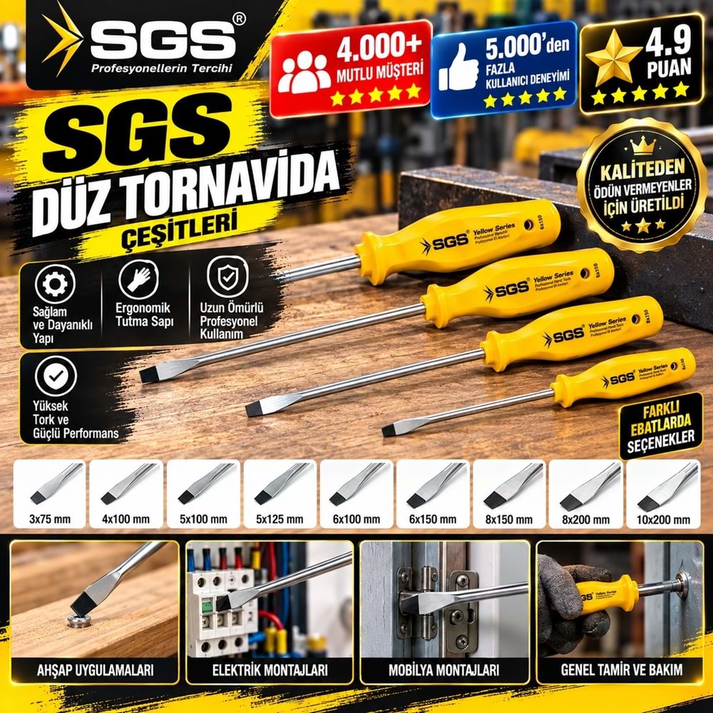 SGS Düz Tornavida 6x100 mm
