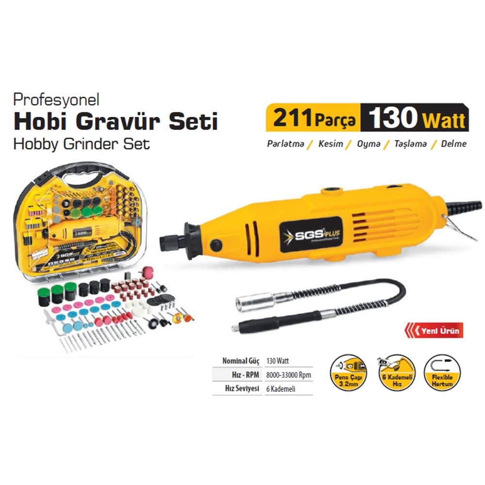 SGS Hobi Gravür Seti 130 W 211 Parça
