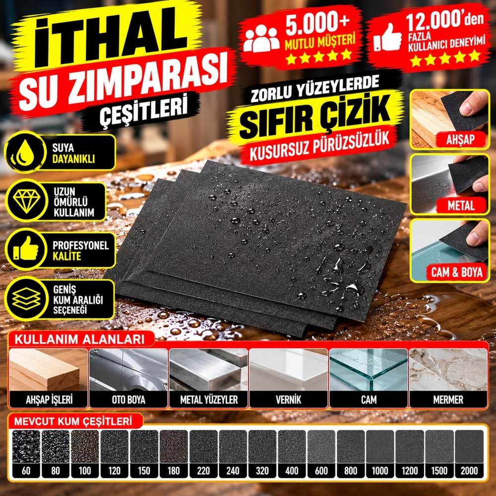 İthal Su Zımparası 80 Kum
