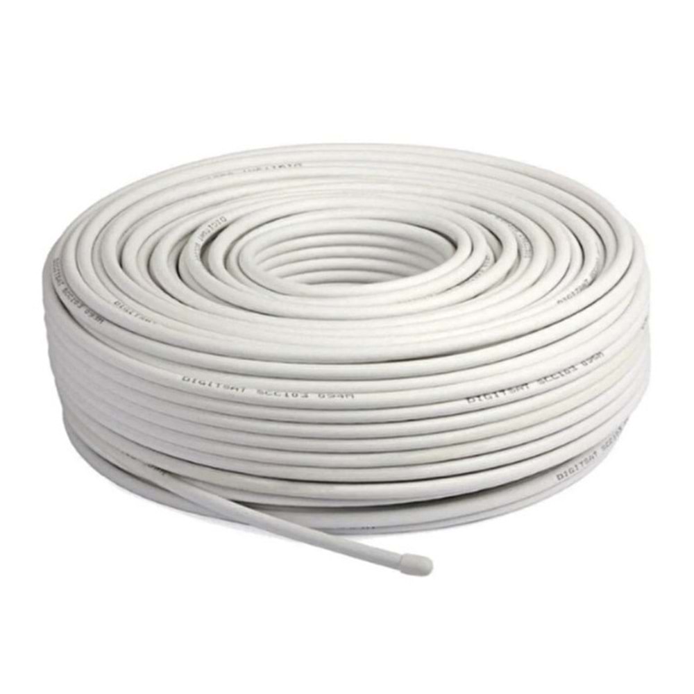 Uydu Anten Kablosu Beyaz RG6-U6 100 mt