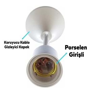 Askılı Muhafazalı Porselen Duy Tij Takımı