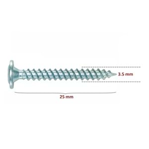 Arkalık Vidası 3,5x25 (1000 Adet)