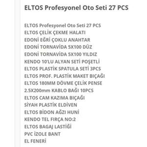 Eltos Profesyonel Otomobil Araba Alet Seti 27 Parça