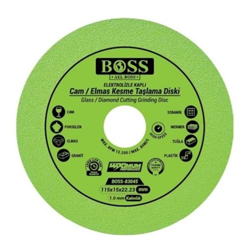 Boss Hassas Cam Kesme Seramik Granit Tuğla Plastik Kesici Disk 115mm