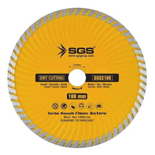 SGS Turbo Kanallı Elmas Mermer Granit Kesici Disk 230mm