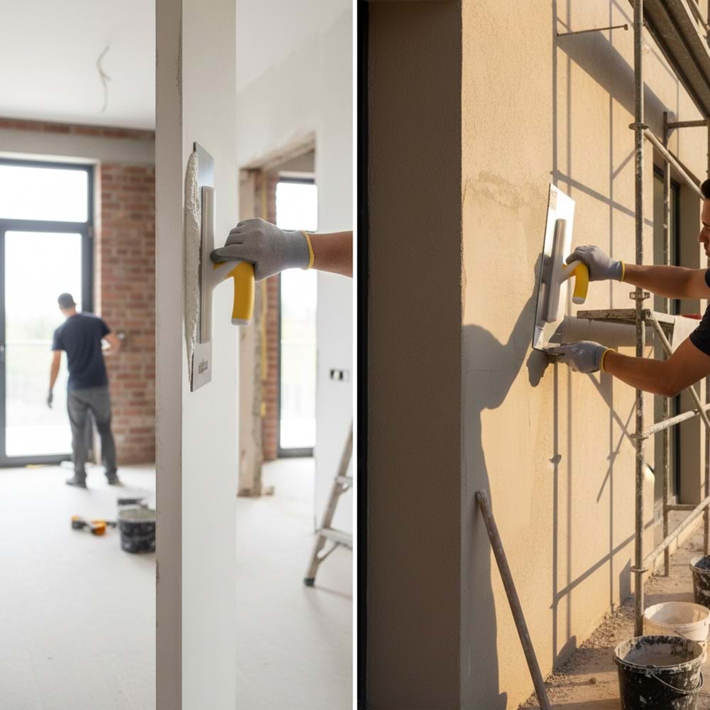 Kristal Paslanmaz Alçı Malası Plastik Saplı 40cm