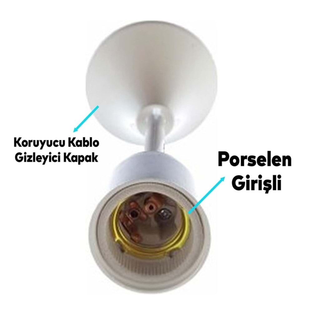 Askılı Muhafazalı Porselen Duy Tij Takımı