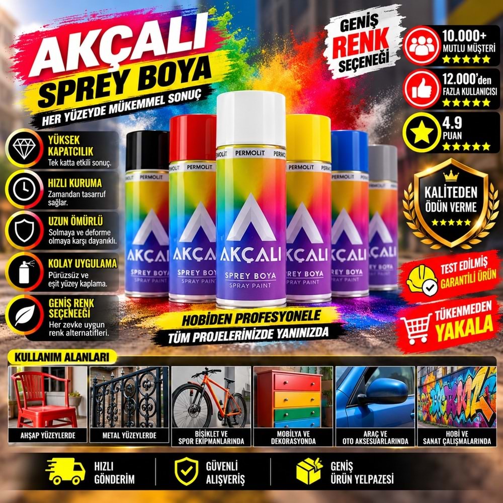 Akçalı Sprey Boya 400ml 001 Mat Vernik