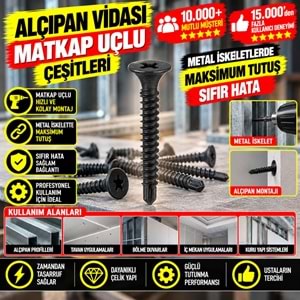 Alçıpan Vidası Matkap Uçlu 3,5x35 1000 Ad