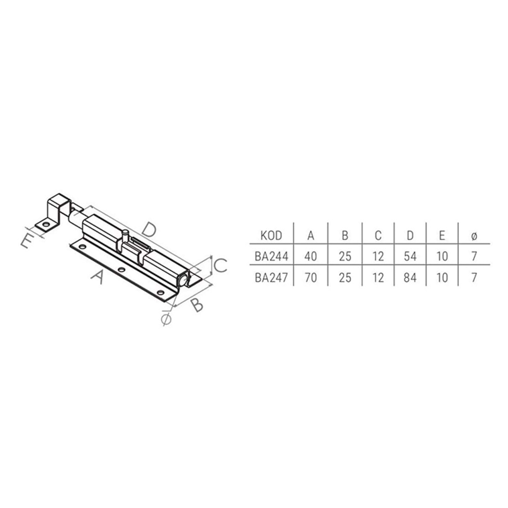 Beşel Klas Sürgü Beyaz 70mm