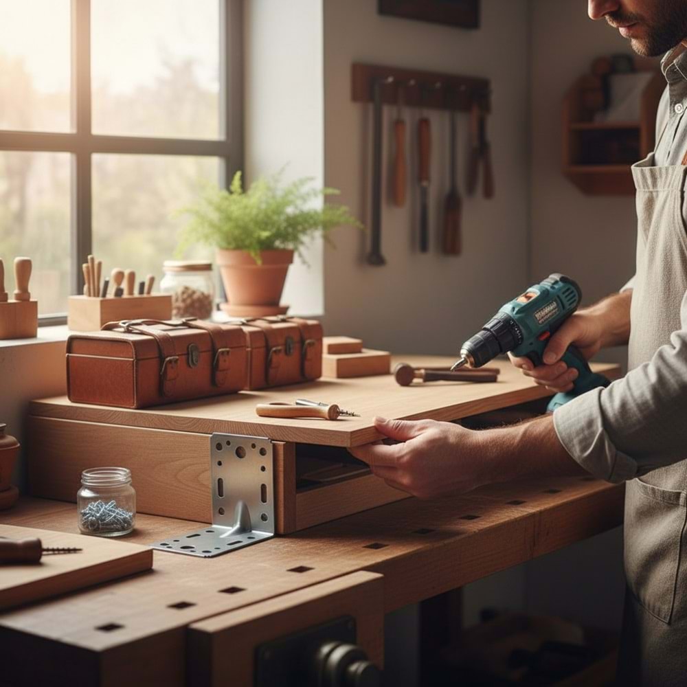 Beşel Metal Köşe Bağlantı Masa Gönye 65x90x90