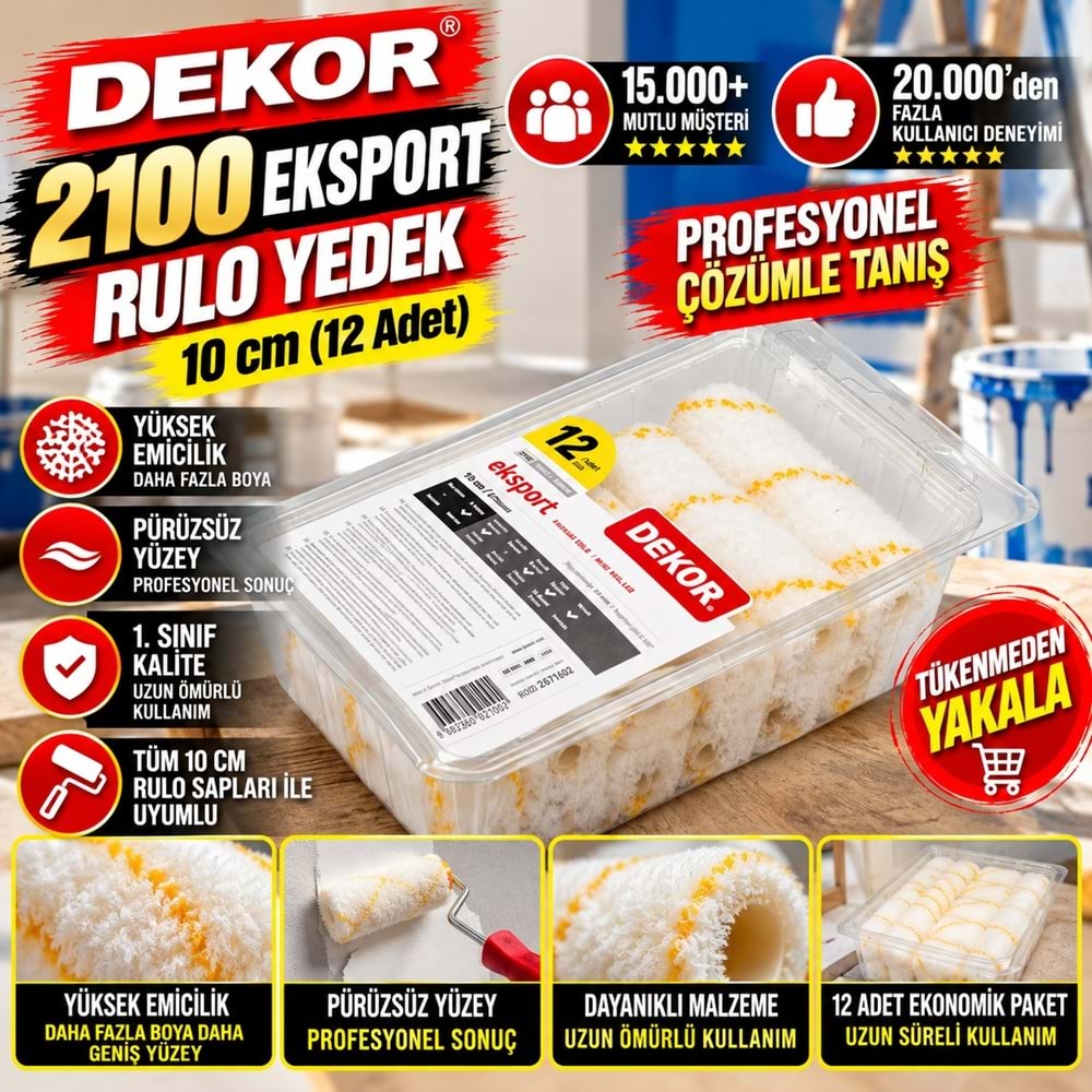 Dekor 2100 Eksport Rulo Yedek 10cm (12 Adet)