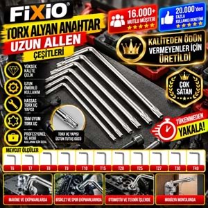 Fixio Torx Alyan Tork Allen Anahtar Uzun T10