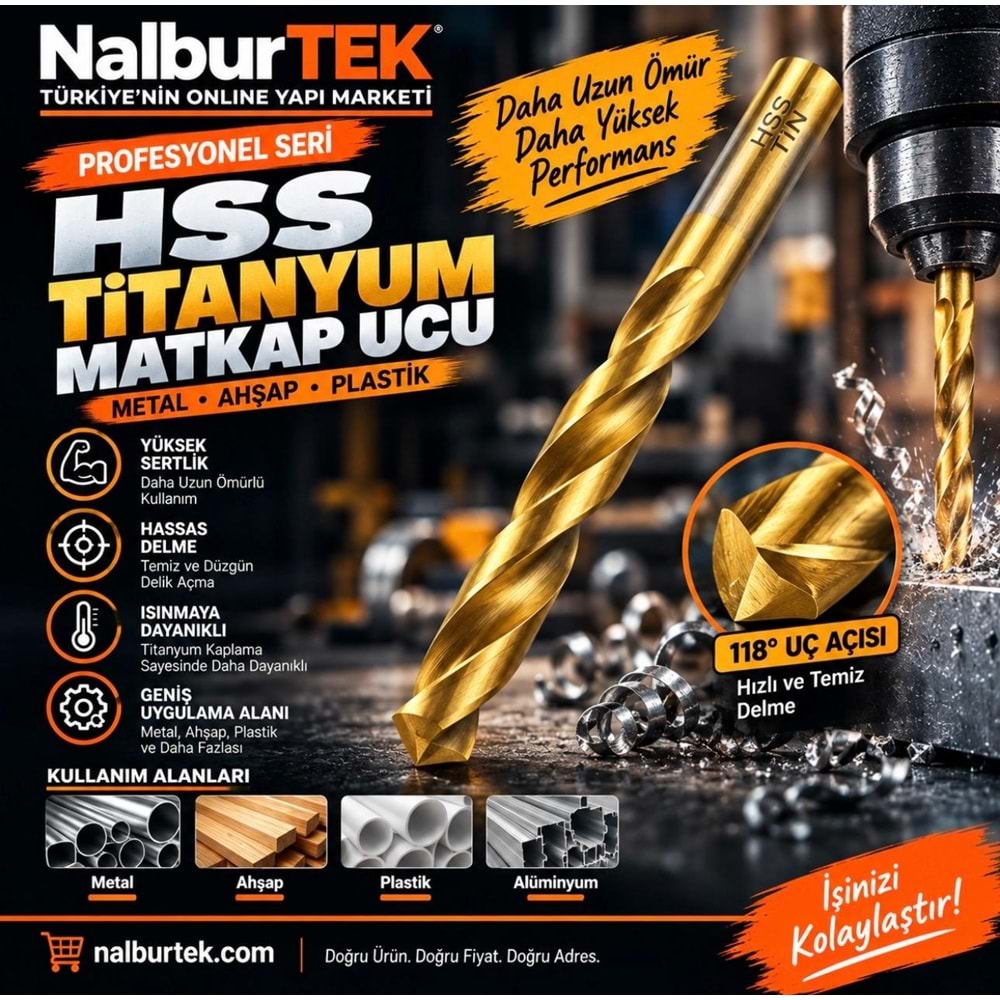 Hss Matkap Ucu Titanyum Kaplı DIN 338 5mm