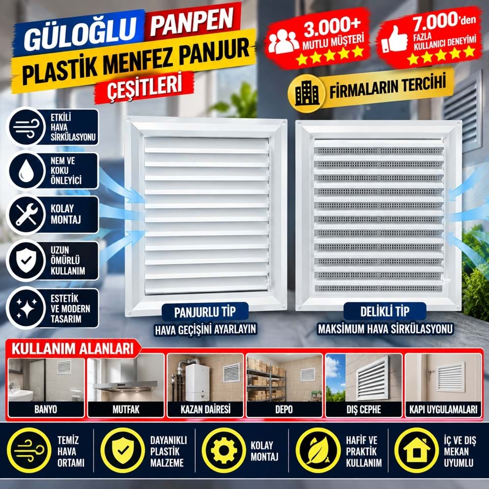 Güloğlu Panpen Plastik Menfez Panjur 50x50cm
