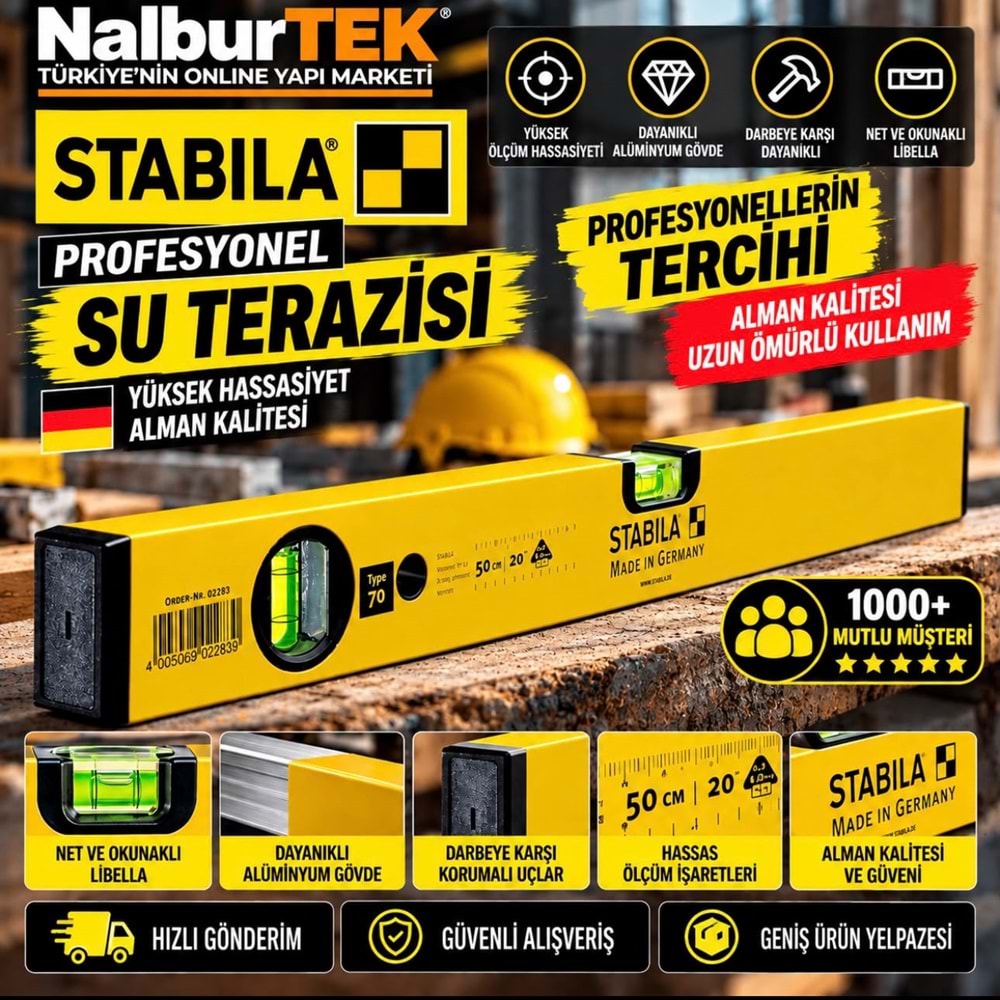 Stabila Profesyonel Su Terazisi 50cm