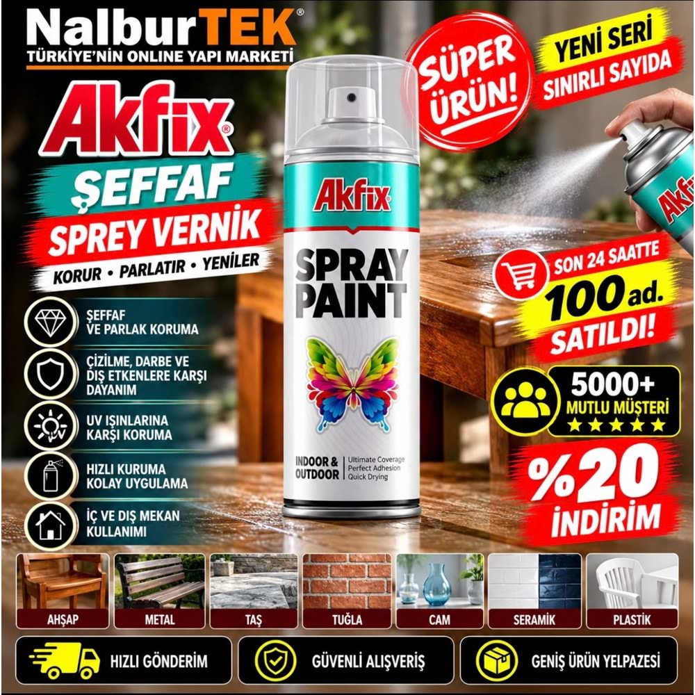 Akfix Şeffaf Sprey Vernik 400ml