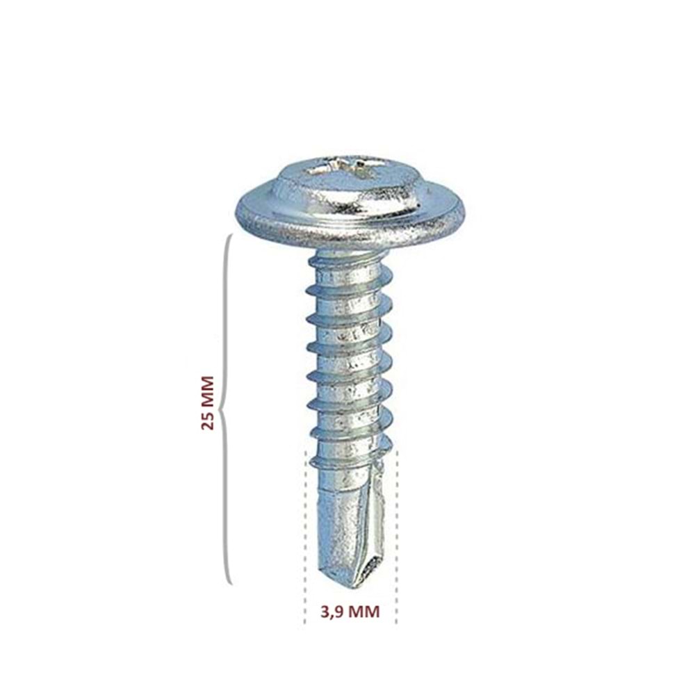 STD Pul Başlı Matkap Uçlu Vida RYSB 3.9x25 (1250 Ad)