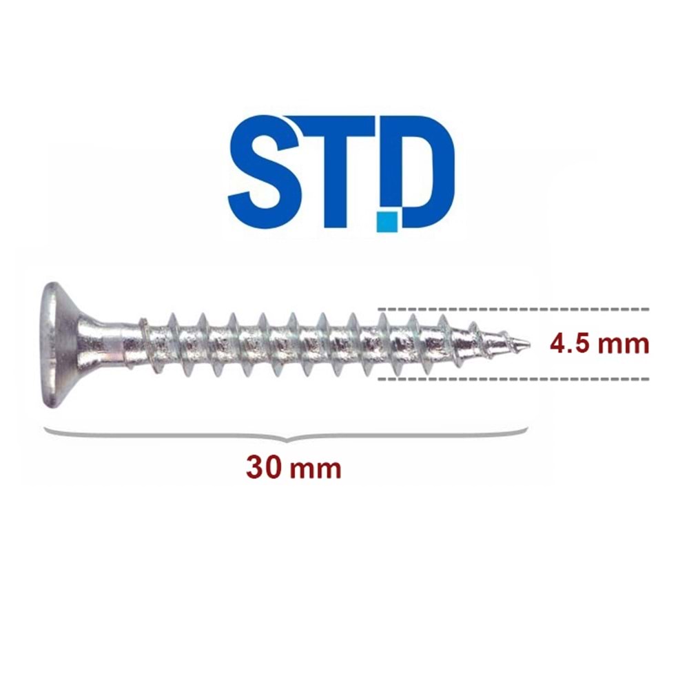 STD Sunta Vidası 4.5x30 (500 Adet)