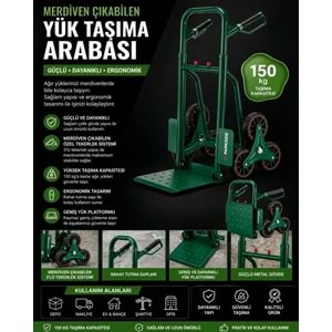 Kantlanır 150 kg Yük Taşıma Merdiven Çıkan Koli Servis Arabası