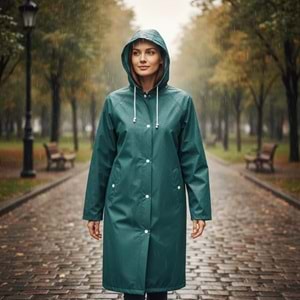 Pvc Lüks Yağmurluk Pardesü Tipi Yeşil