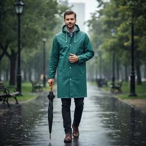 Pvc Lüks Yağmurluk Pardesü Tipi Yeşil